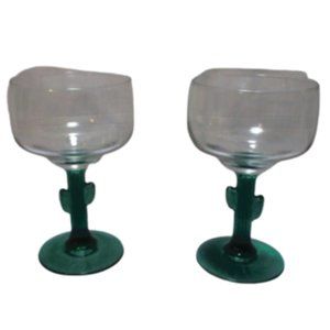 Vintage Libbey Margarita Glasses / Cactus Margarita Glass Set of *2* / Southwest